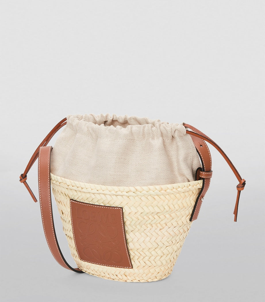 LOEWE Beige x Paula's Ibiza Woven Drawstring Bucket Bag