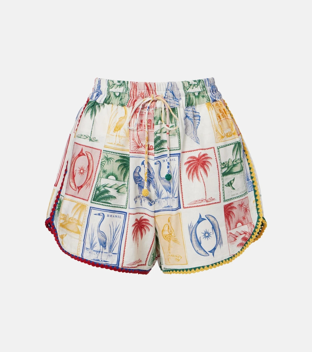 Farm Rio - Brasil Vintage printed linen-blend shorts