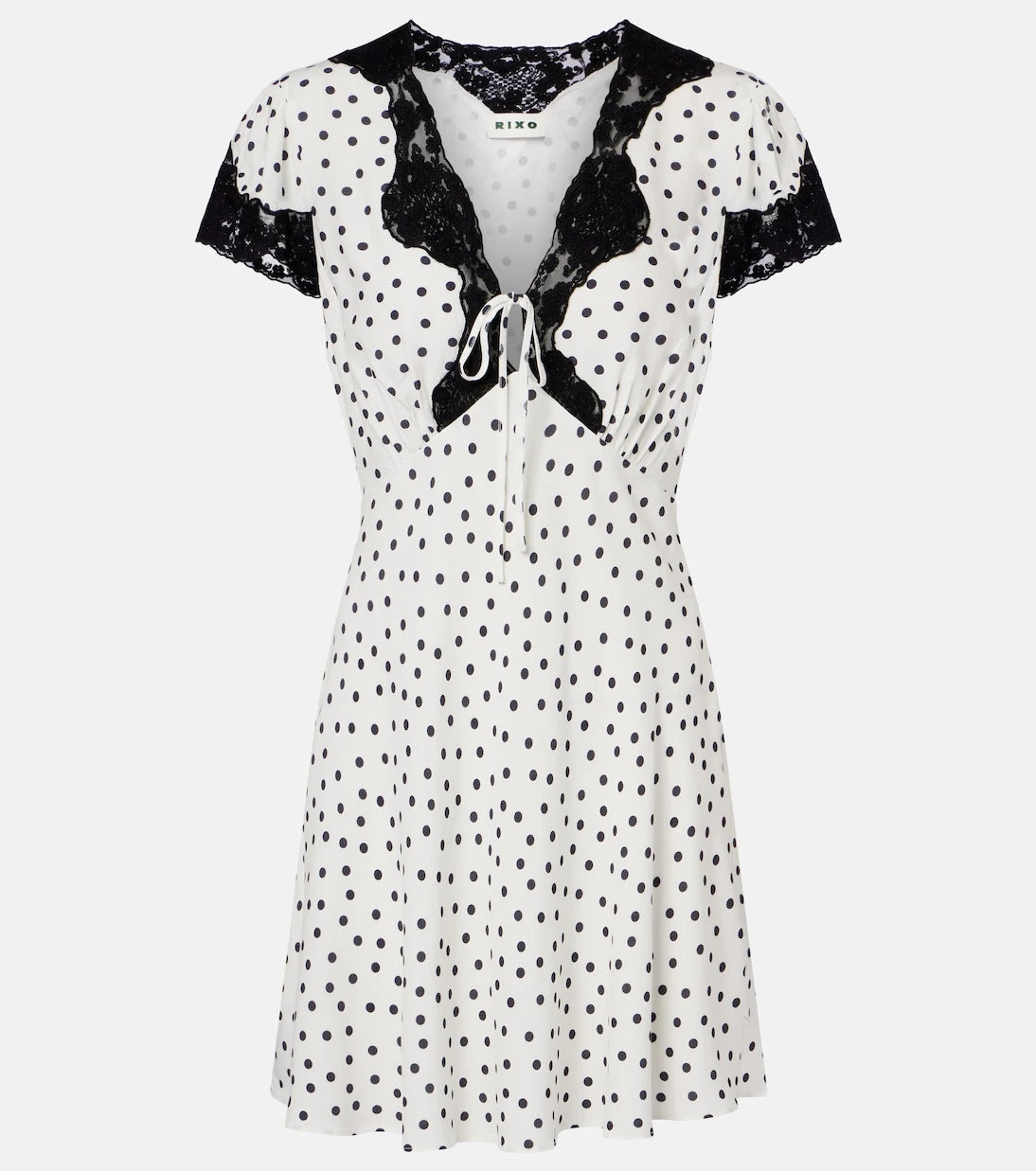 Rixo - Polka-dot lace-trimmed minidress