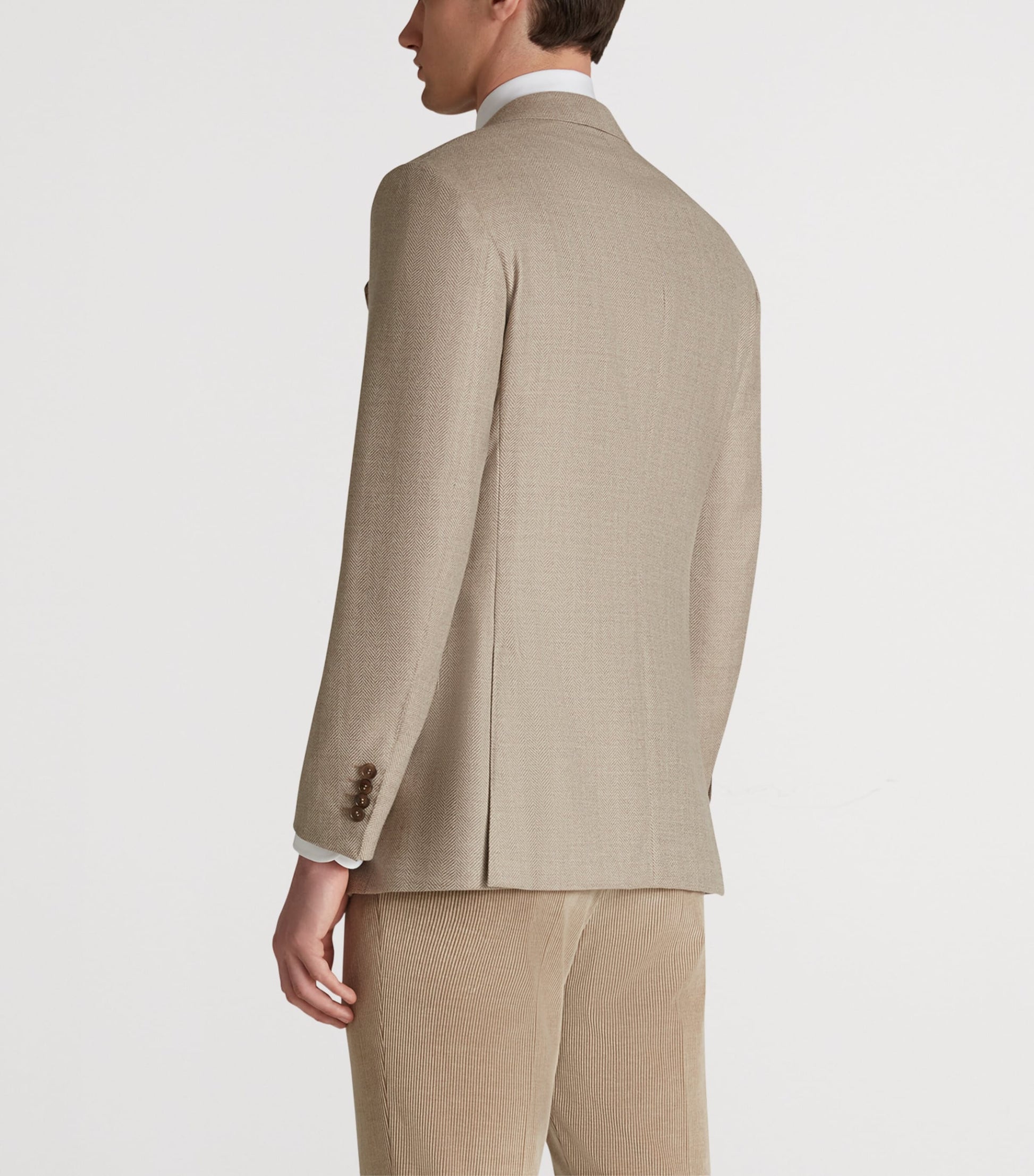 Neutral Wool Flannel Herringbone Bourdon Blazer