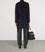 Navy Cashmere Mid-Length Trench Coat