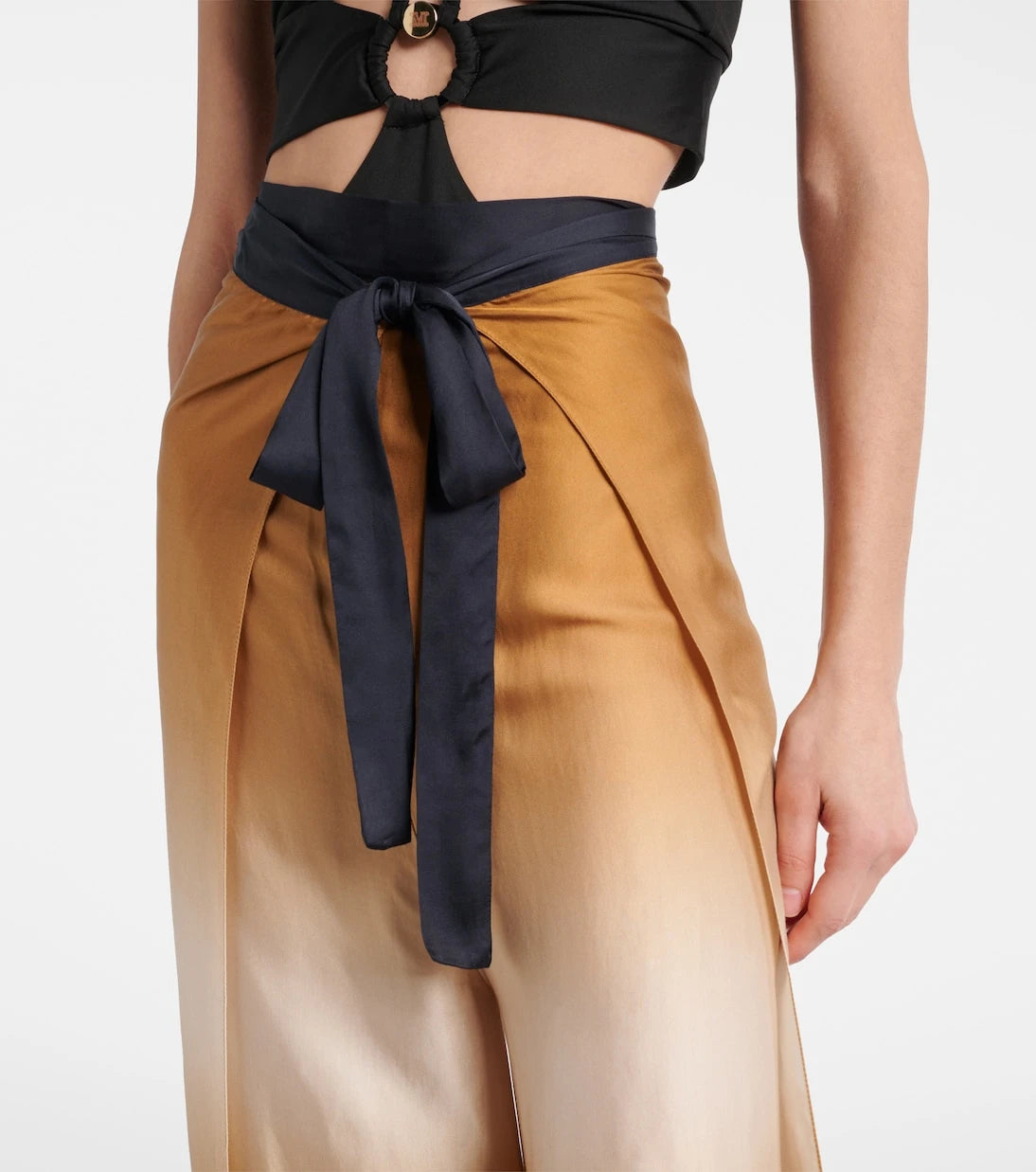 Max Mara - Printed satin cropped wide-leg pants