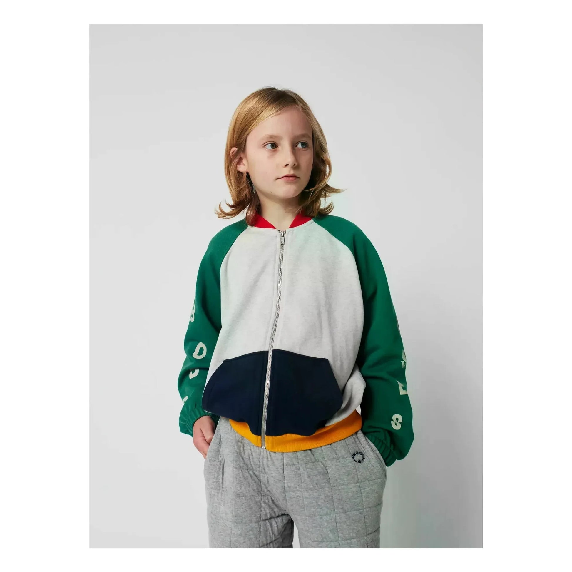 Bobo Choses - Colorblock organic cotton sweatshirt | Heather grey