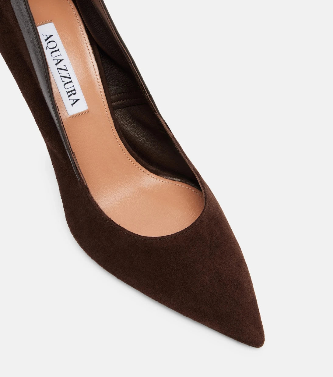 Aquazzura - Guanto 85 leather-trimmed suede pumps