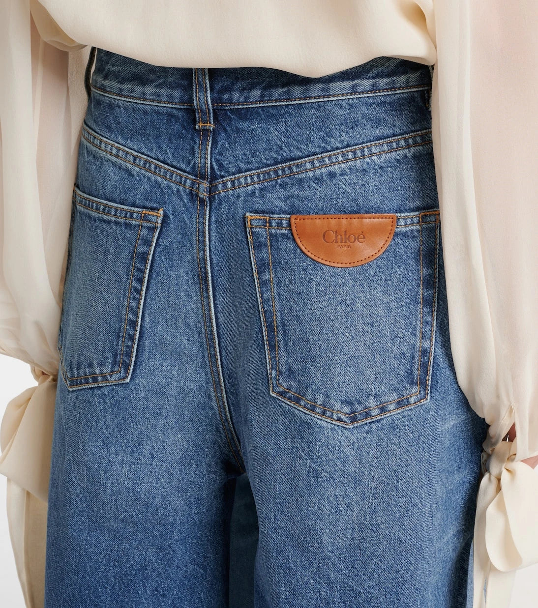 Chloé - Patchwork high-rise denim culottes
