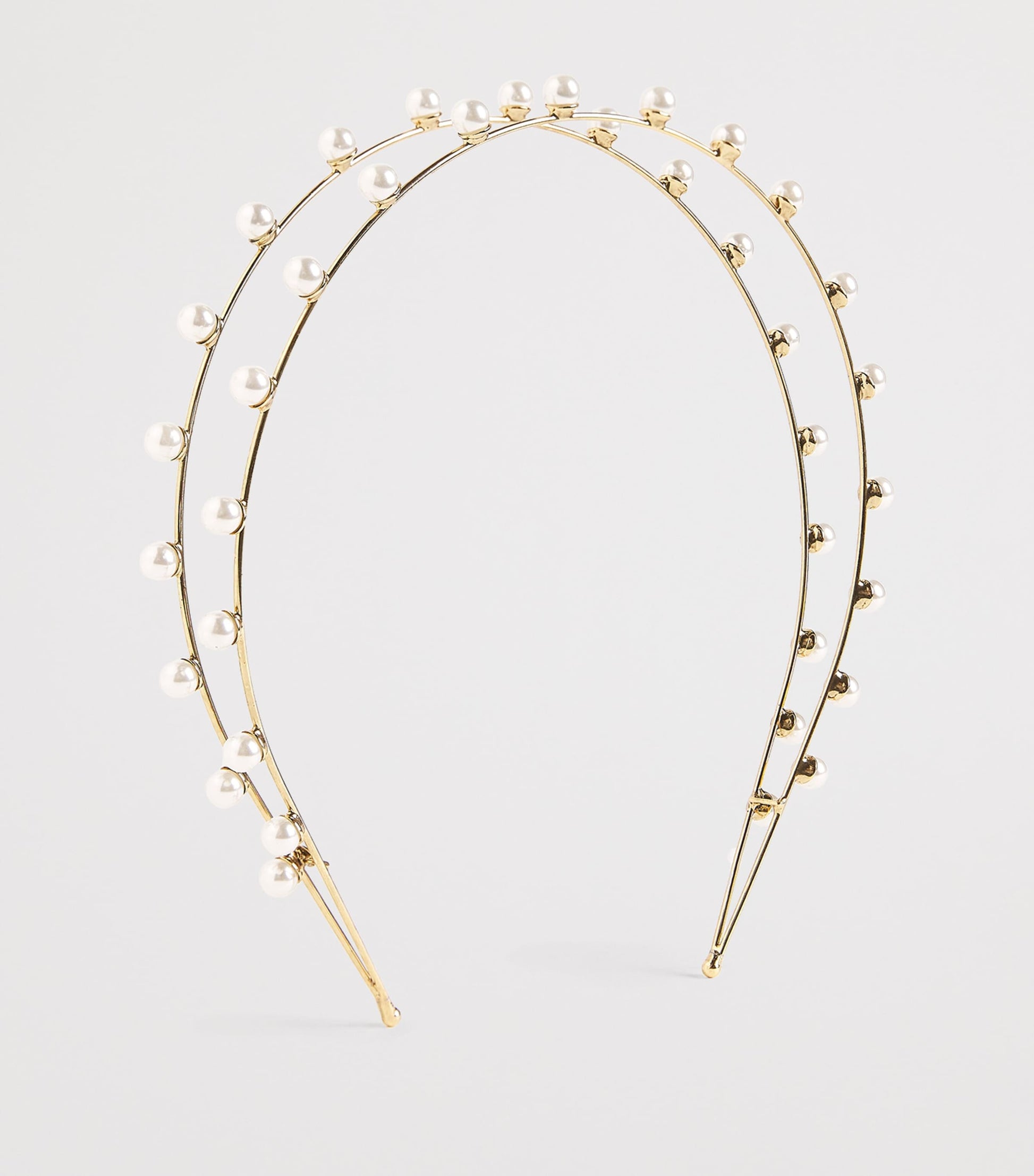 Jennifer Behr Gold Pearl-Embellished Double Ayla Headband
