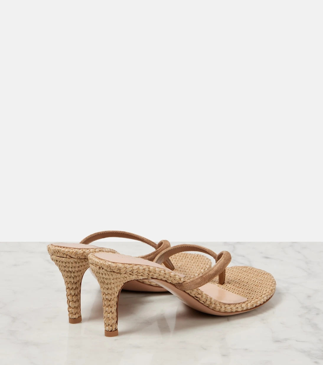 Gianvito Rossi - Calypso raffia and suede thong sandals