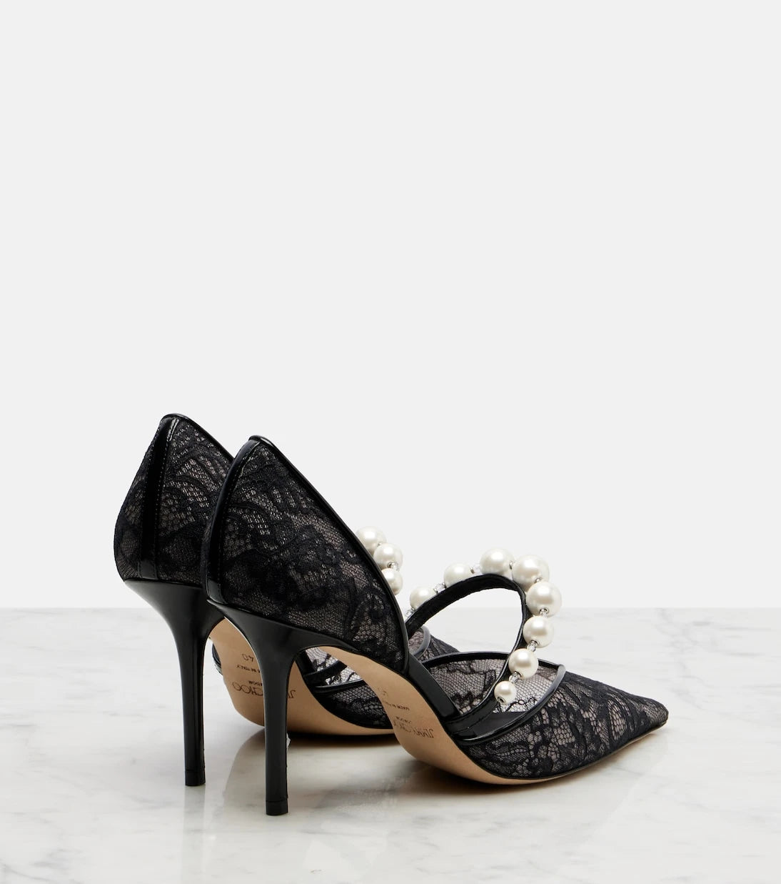 Jimmy Choo - Aurelie 85 lace and leather pumps