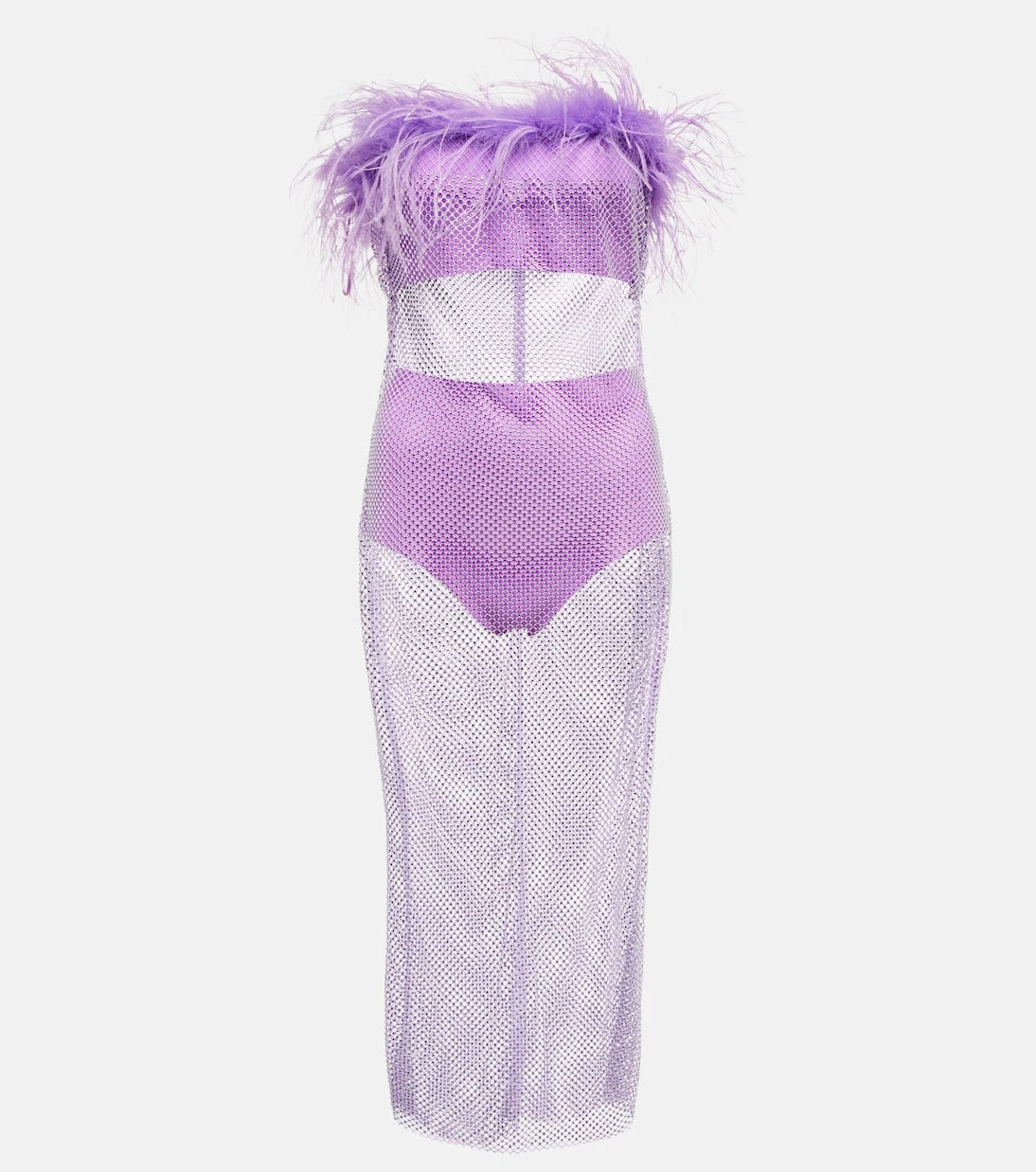 Giuseppe di Morabito - Feather-trimmed embellished midi dress
