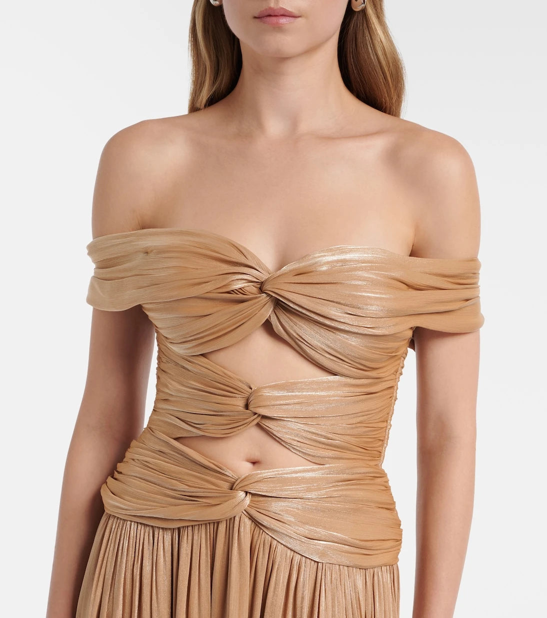 Costarellos - Cutout Lurex georgette gown