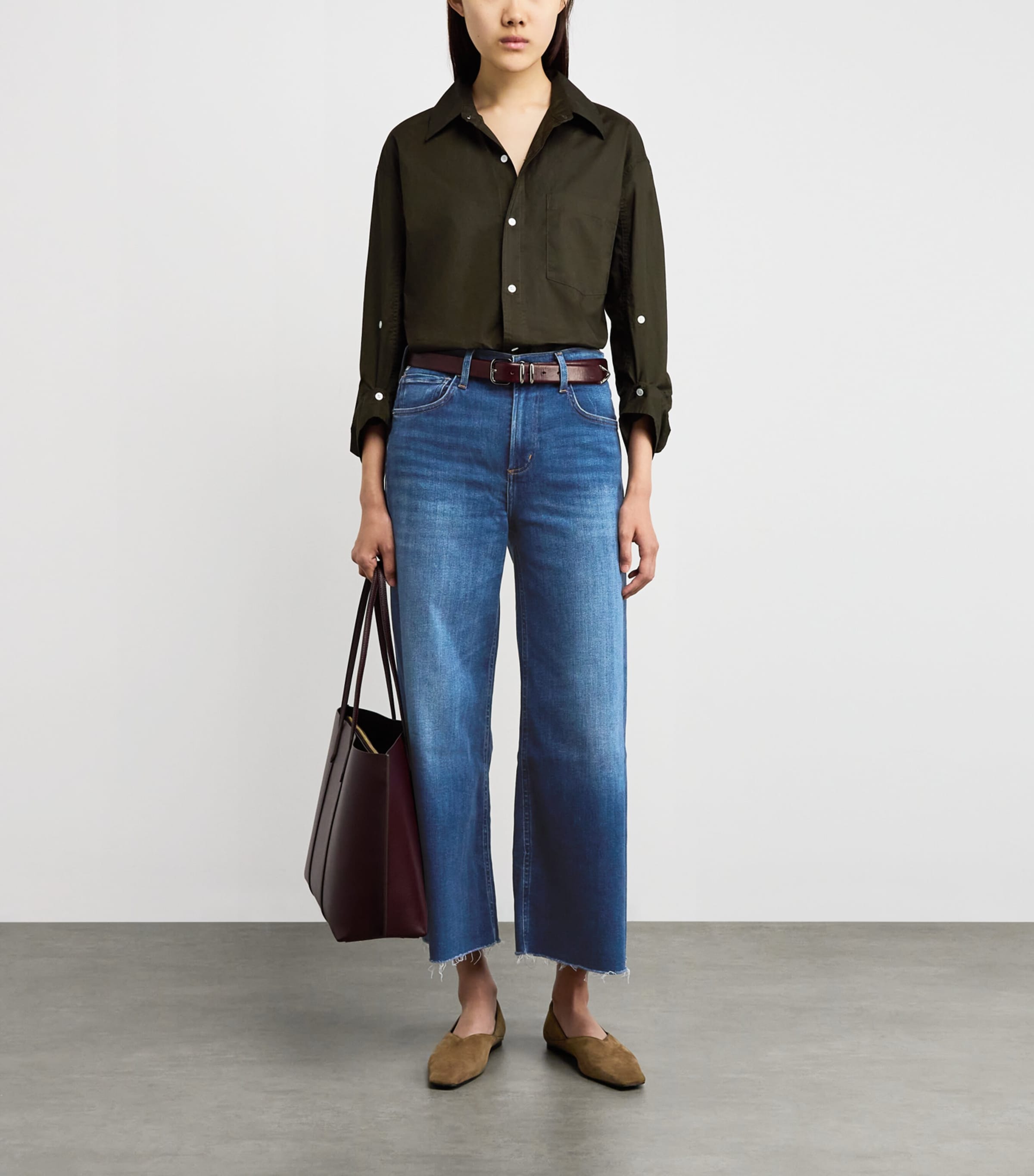 Citizens of Humanity Blue Cropped Lyra Wide-Leg Jeans