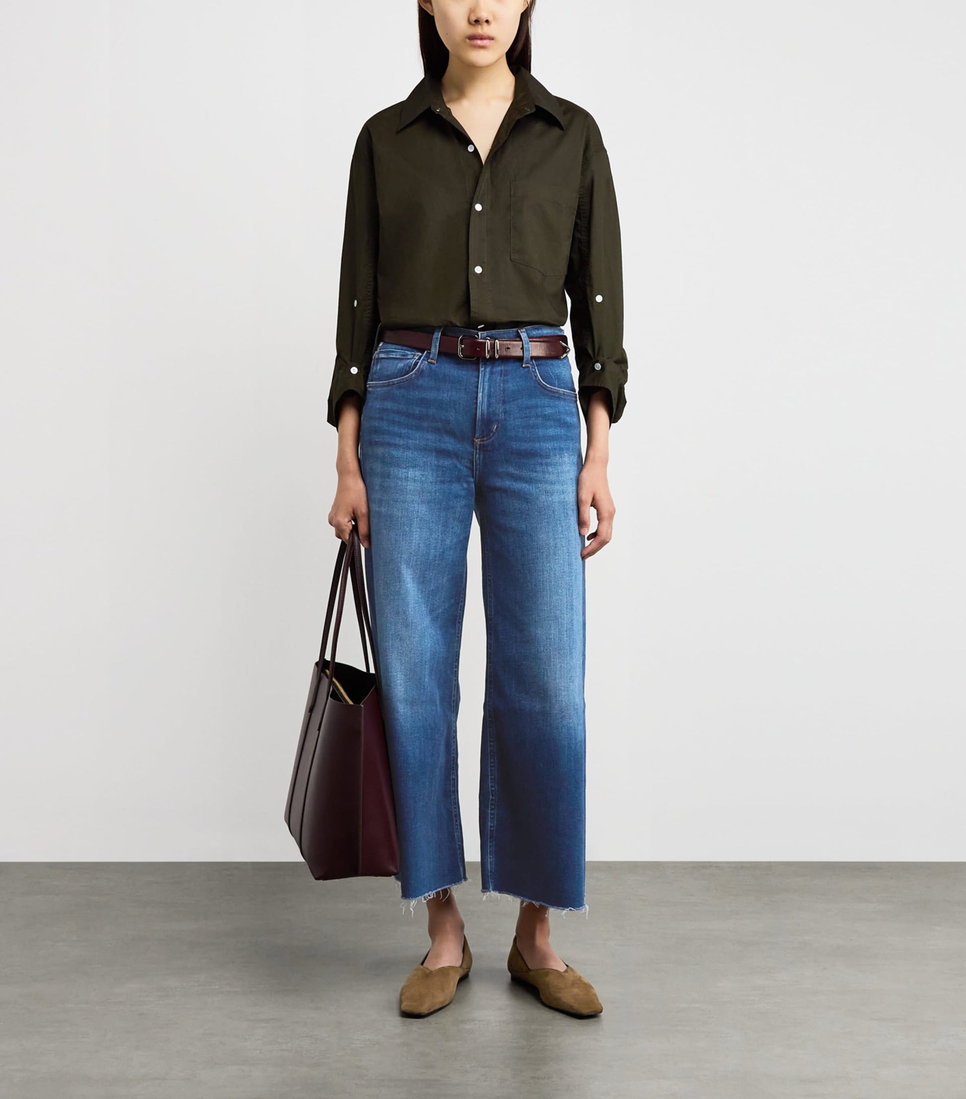 Citizens of Humanity Blue Cropped Lyra Wide-Leg Jeans