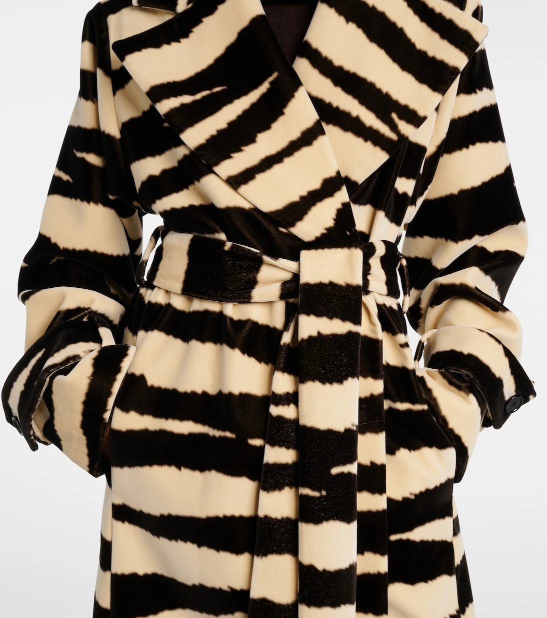 Nina Ricci - Zebra-print cotton velvet wrap coat