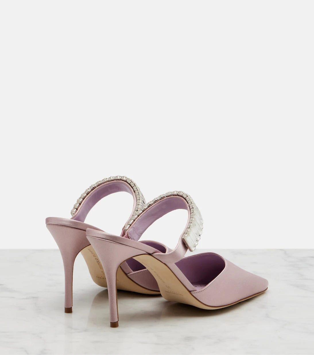 Manolo Blahnik - Zumbon embellished satin mules