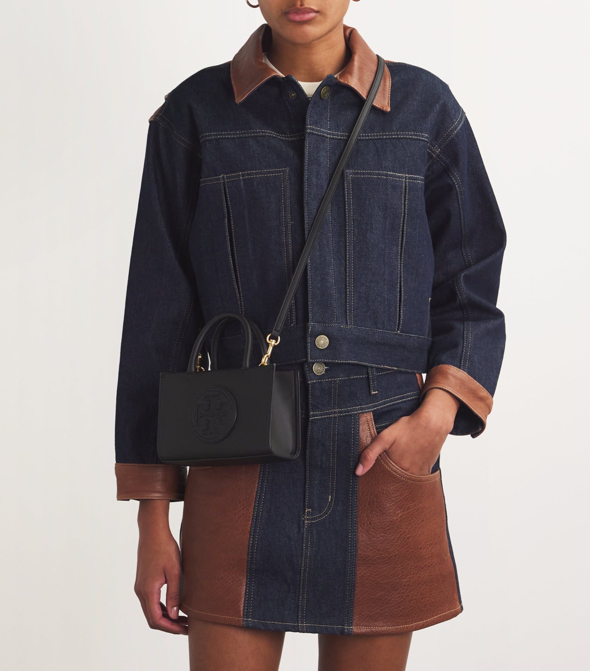 Tory Burch Black Mini Ella Tote Bag