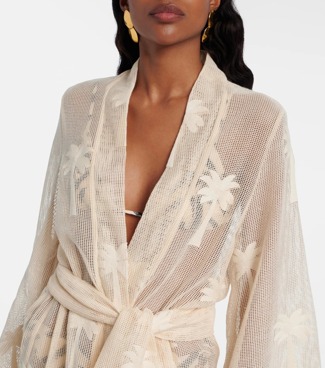 Johanna Ortiz - Belted embroidered cotton mesh kaftan