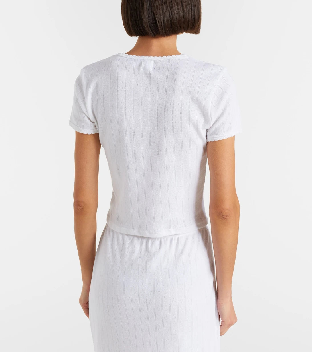 Leset - Pointelle cotton crop top