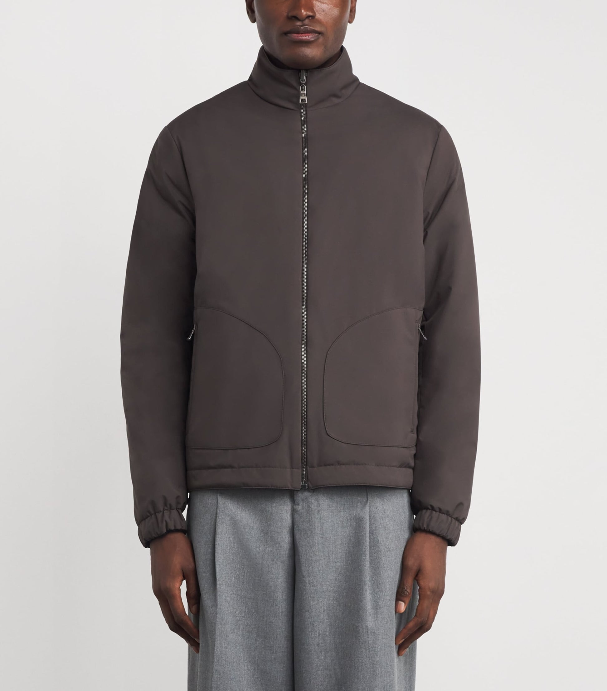 Fioroni Cashmere Beige Virgin Wool Reversible Bomber Jacket