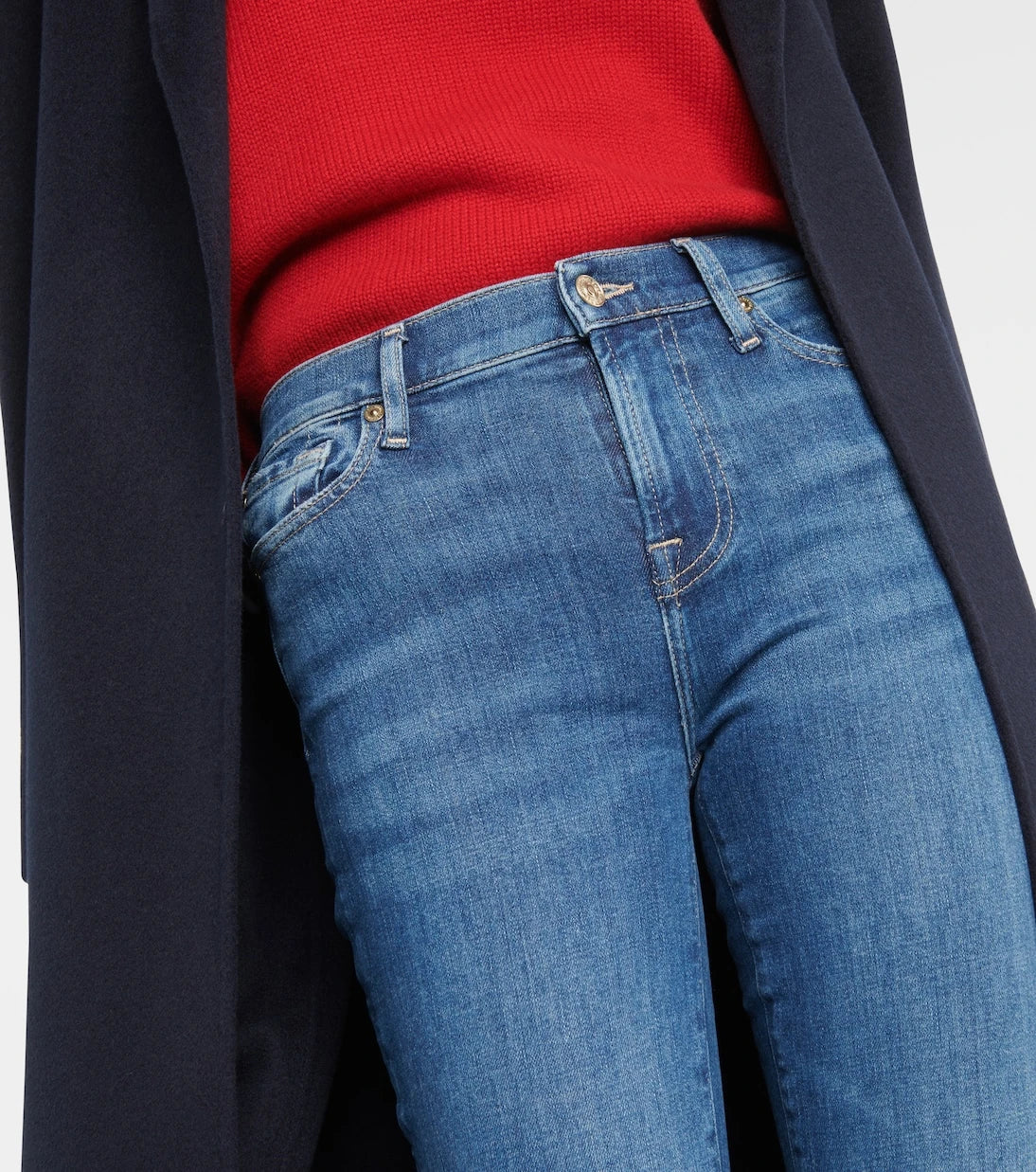 7 For All Mankind - بنطلون جينز Ali بقصة بوت كت وخصر مرتفع