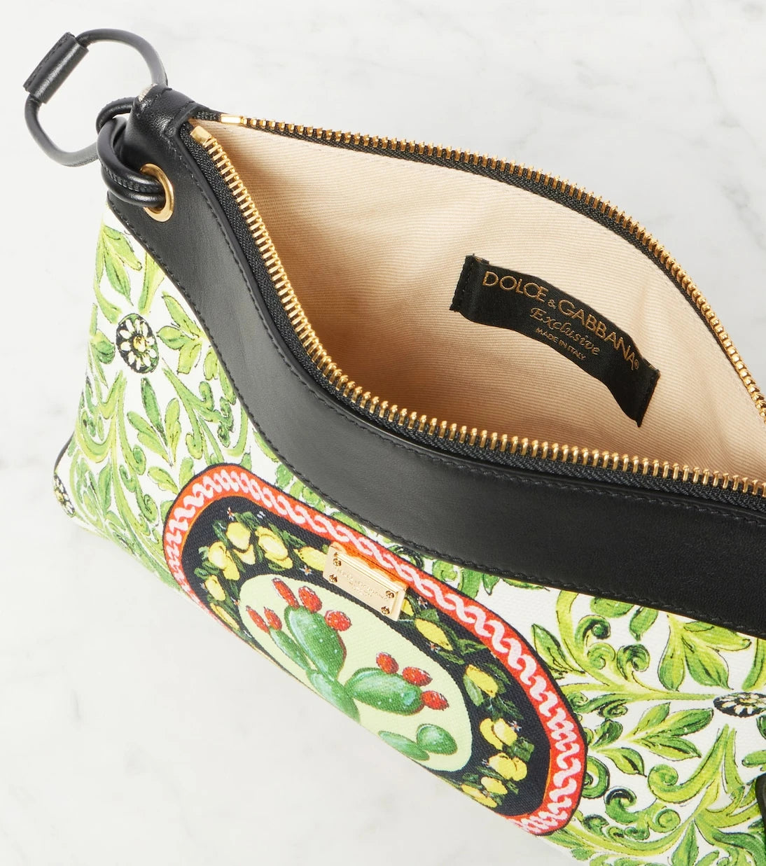 Dolce&Gabbana - Printed leather-trimmed canvas pouch