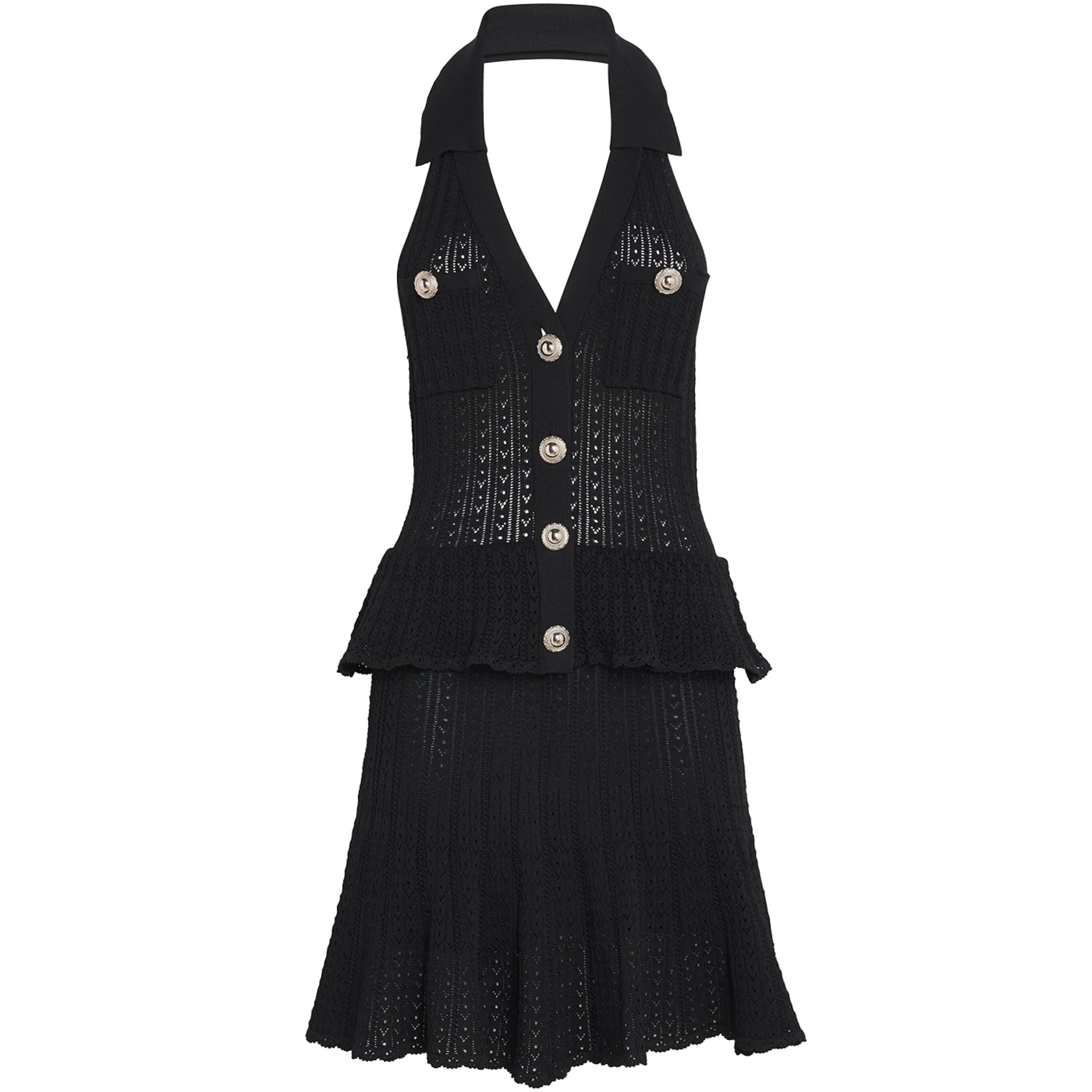 Self-Portrait Pointelle Halterneck Mini Dress