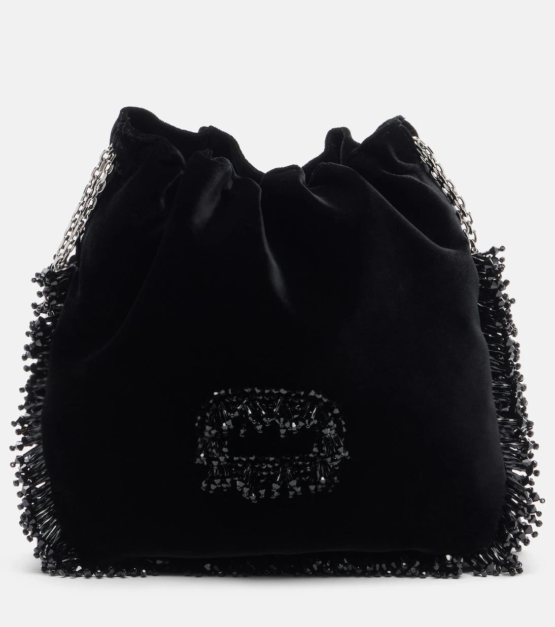 Roger Vivier - Pilgrim Mini beaded velvet bucket bag