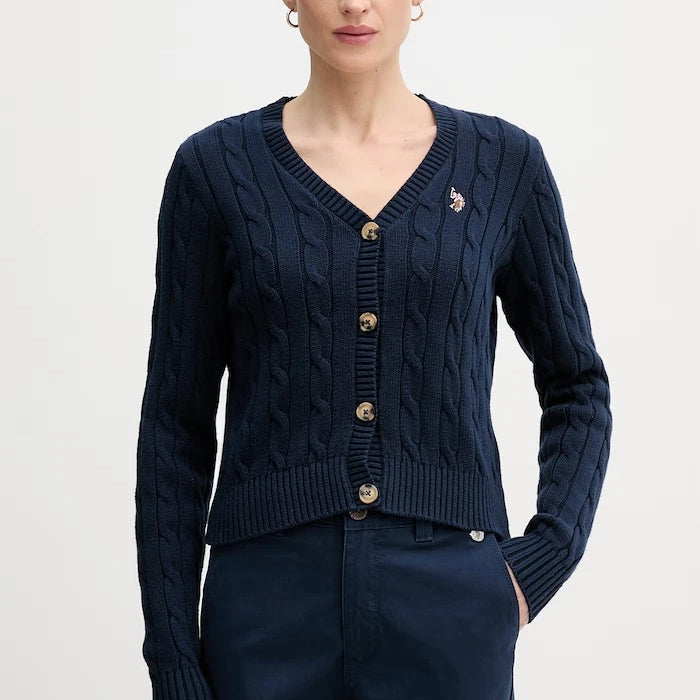 U.S. Polo Assn. жилетка дамска от памук CABLE KNIT