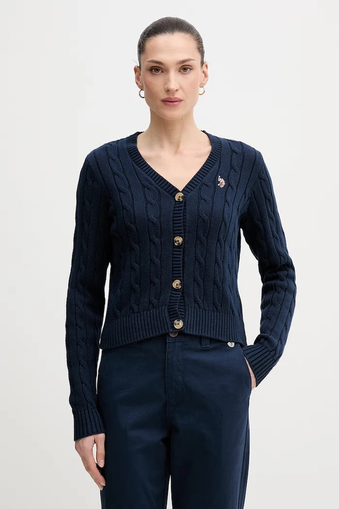 U.S. Polo Assn. жилетка дамска от памук CABLE KNIT