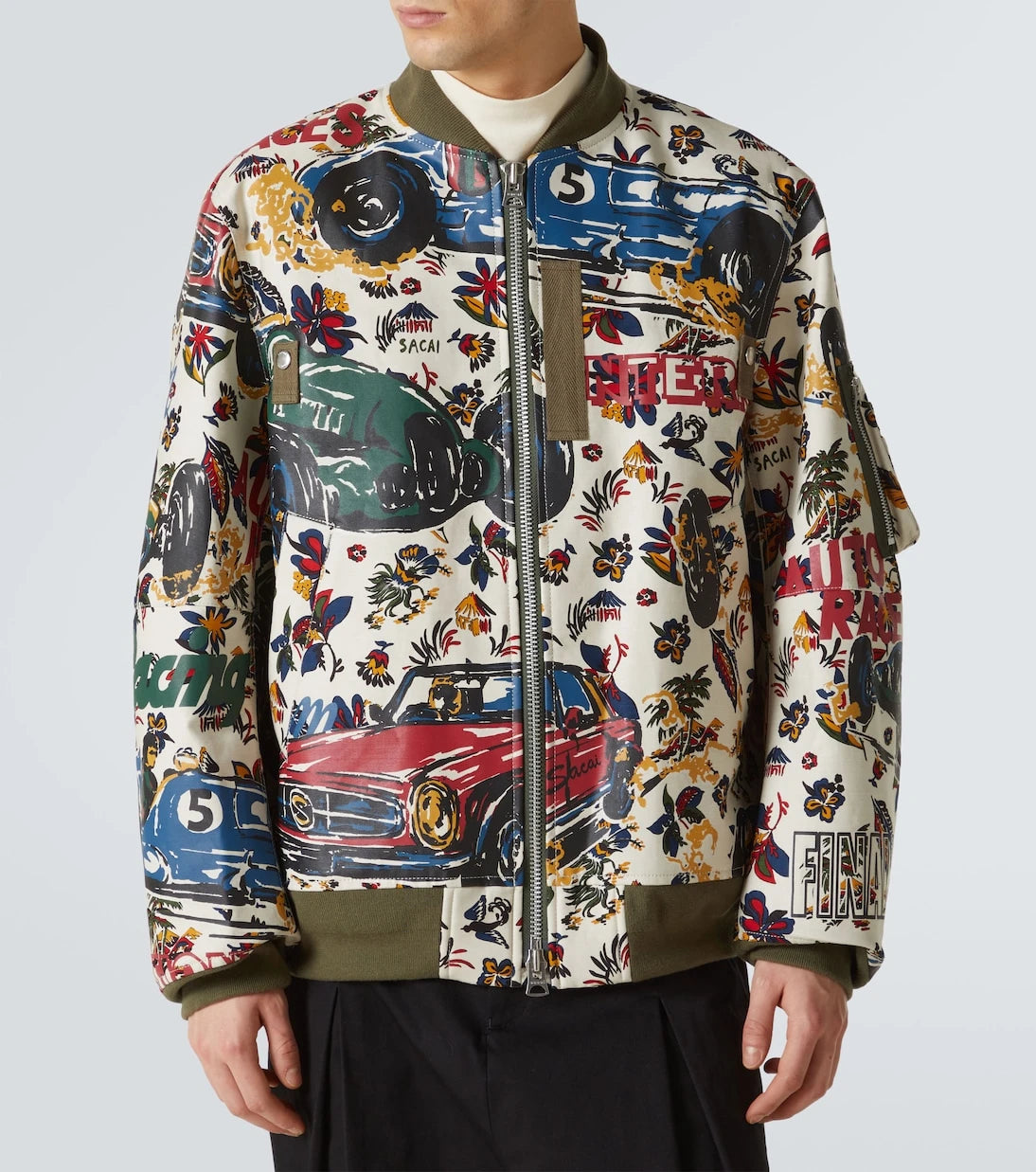 Sacai - Printed cotton bomber jacket