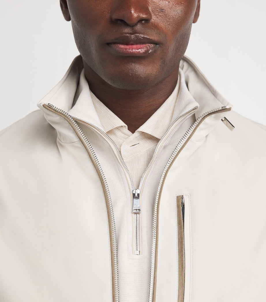 White Cotton Quarter-Zip Sweater