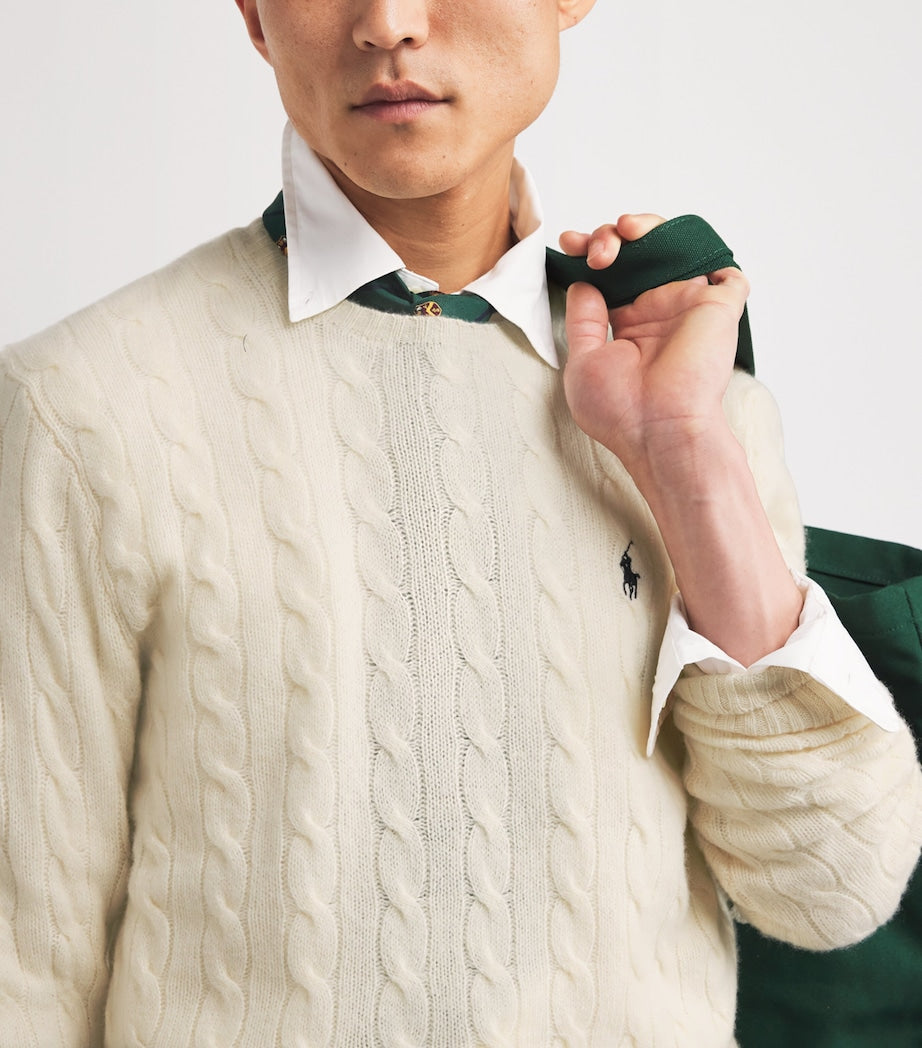 Wool-Cashmere Cable-Knit Sweater NATURAL