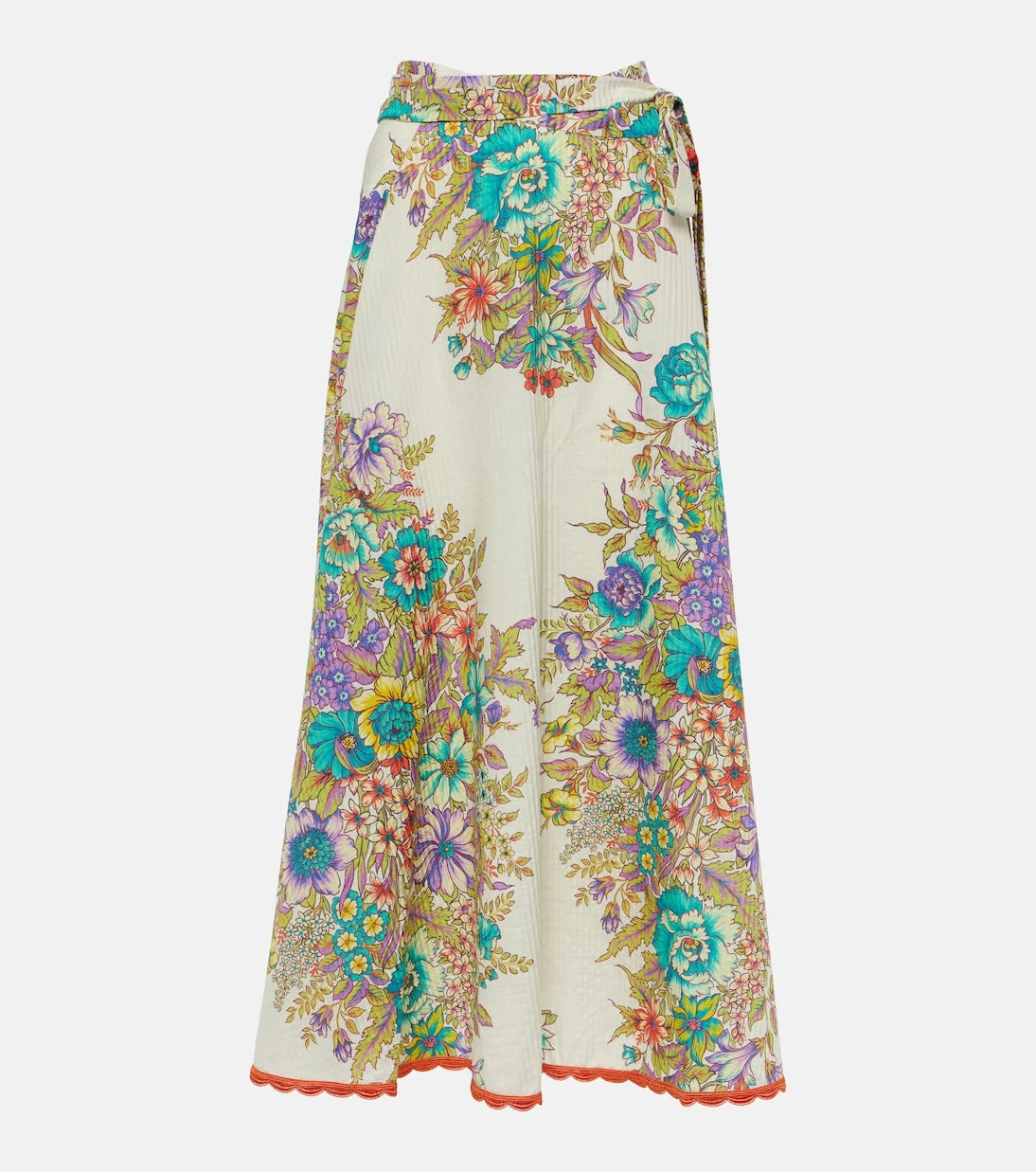 Etro - Floral cotton and silk midi skirt