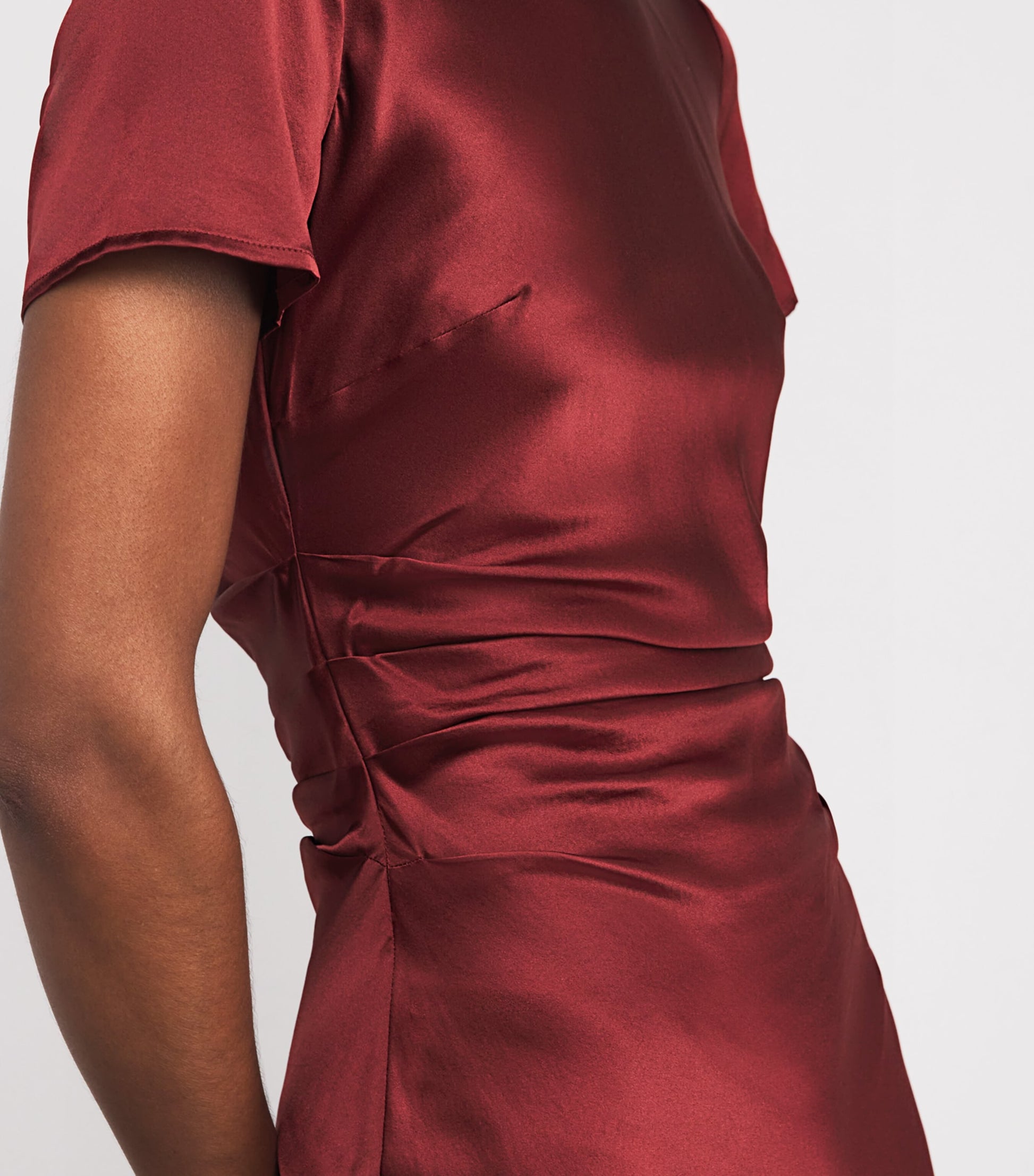 STAUD Burgundy Stretch-Silk Marcel Midi Dress