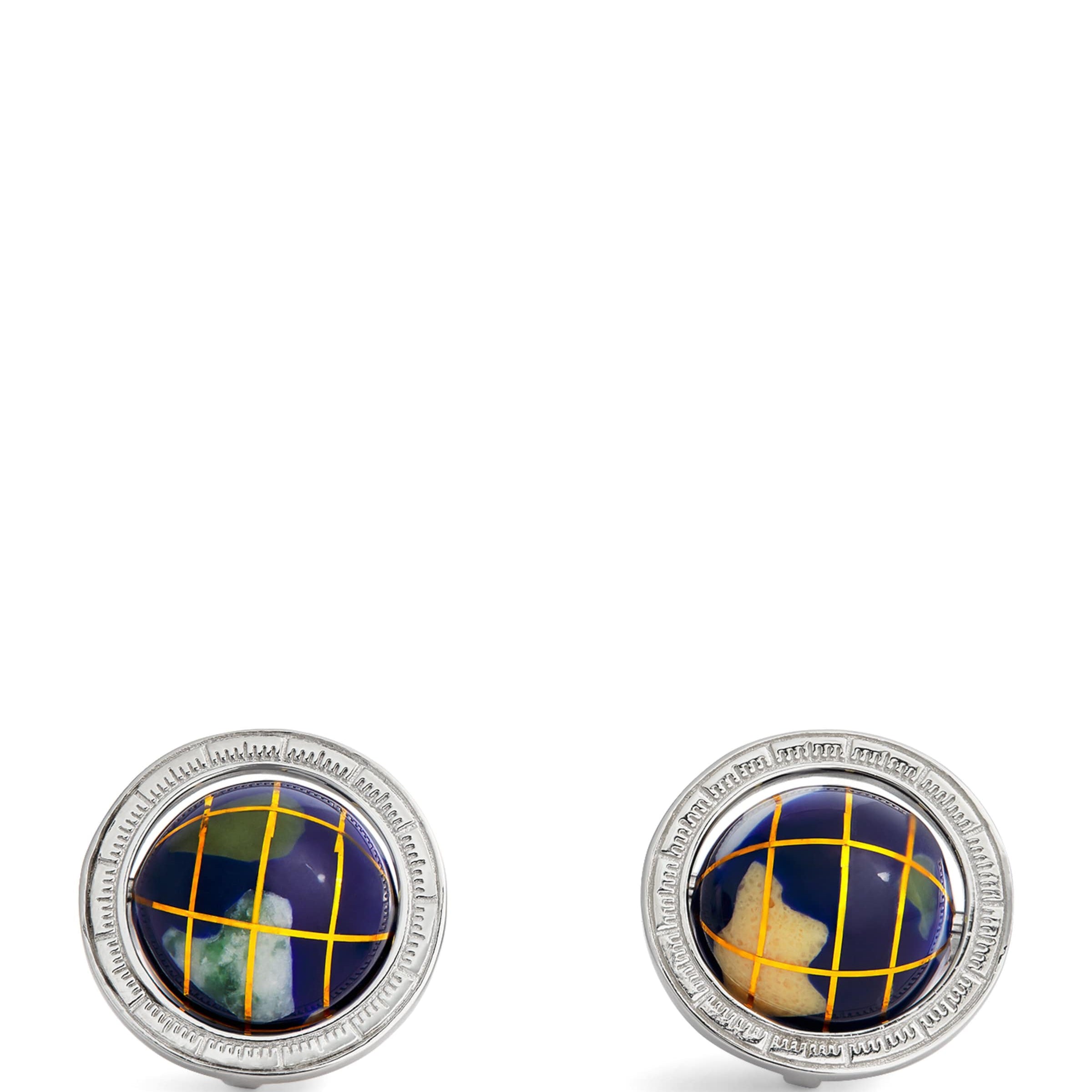 Sterling Silver and Lapis Lazuli Globe Cufflinks
