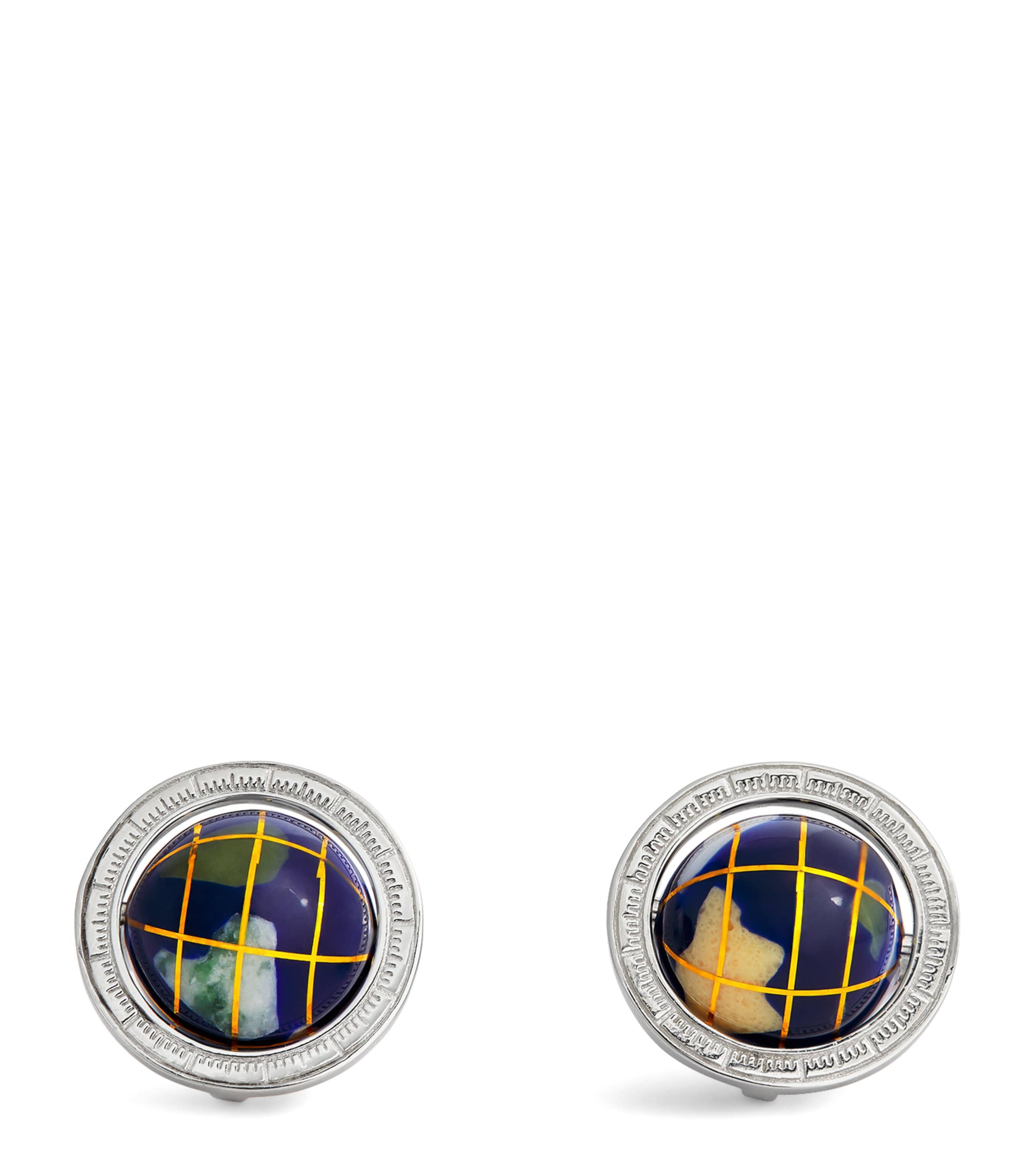 Sterling Silver and Lapis Lazuli Globe Cufflinks