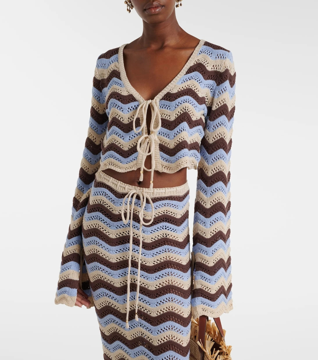 Bananhot - Miana open-knit cotton-blend crop top
