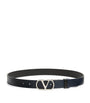 Valentino Garavani Black Leather Reversible VLogo Signature Belt