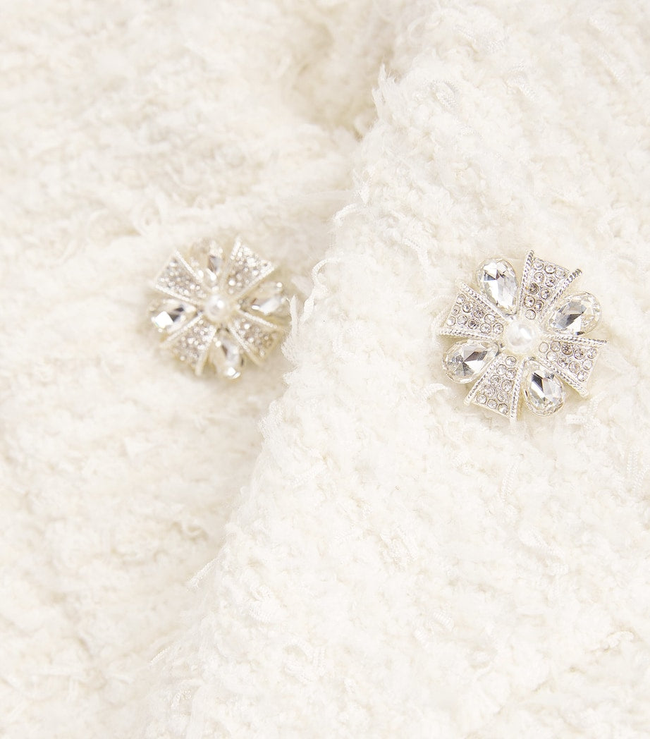 Self-Portrait Ivory Bouclé Embellished Mini Skirt