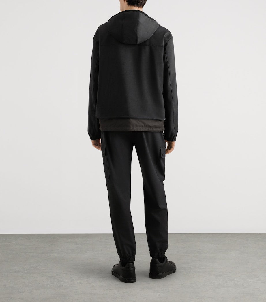 Multi Wool-Blend Canvas Hooded Jacket