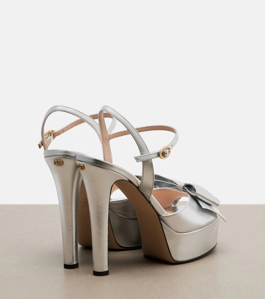 Valentino Garavani - Bowow metallic leather platform sandals