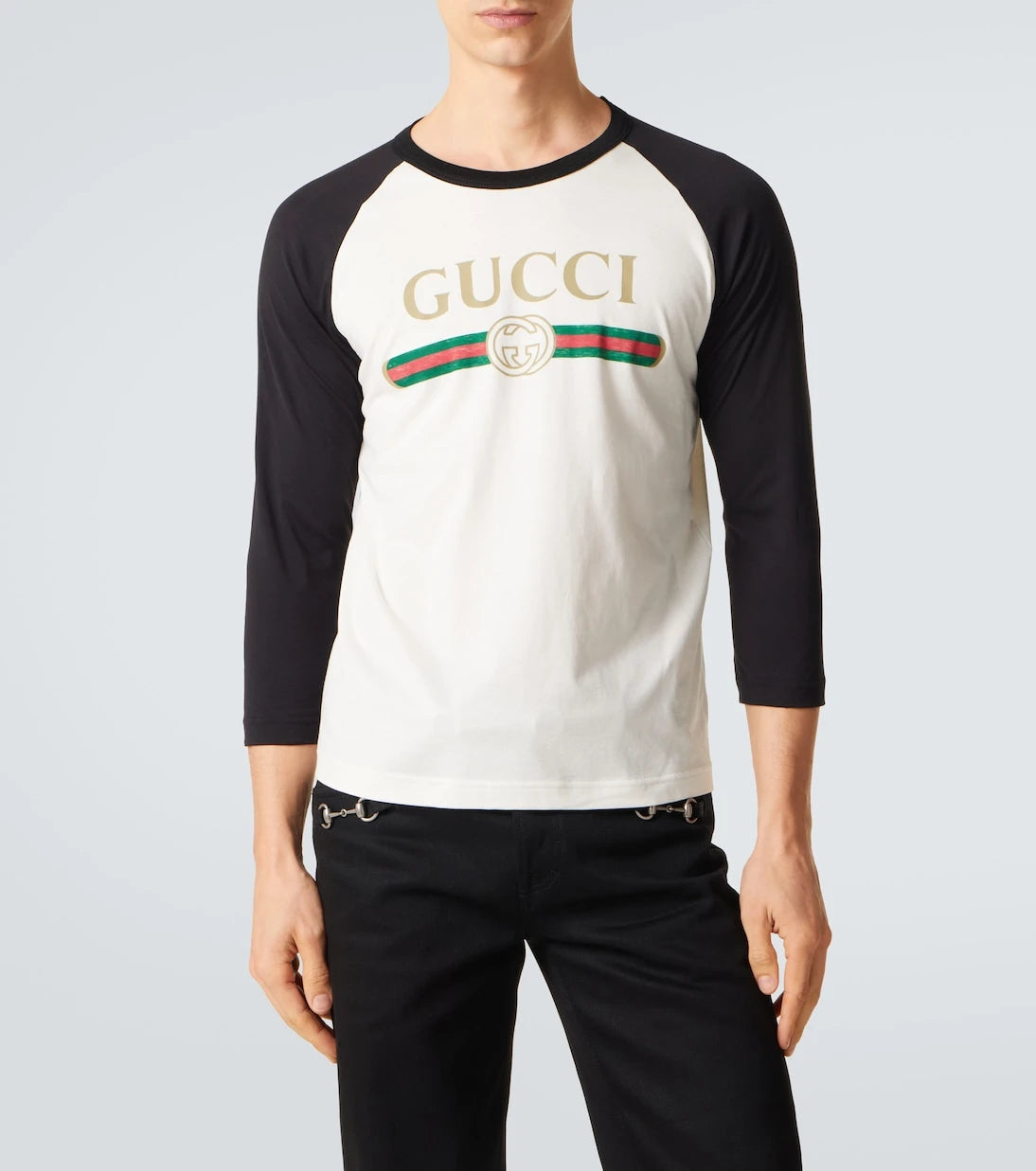 Gucci - تيشيرت جيرسيه قطن وحرير بشعار الماركة