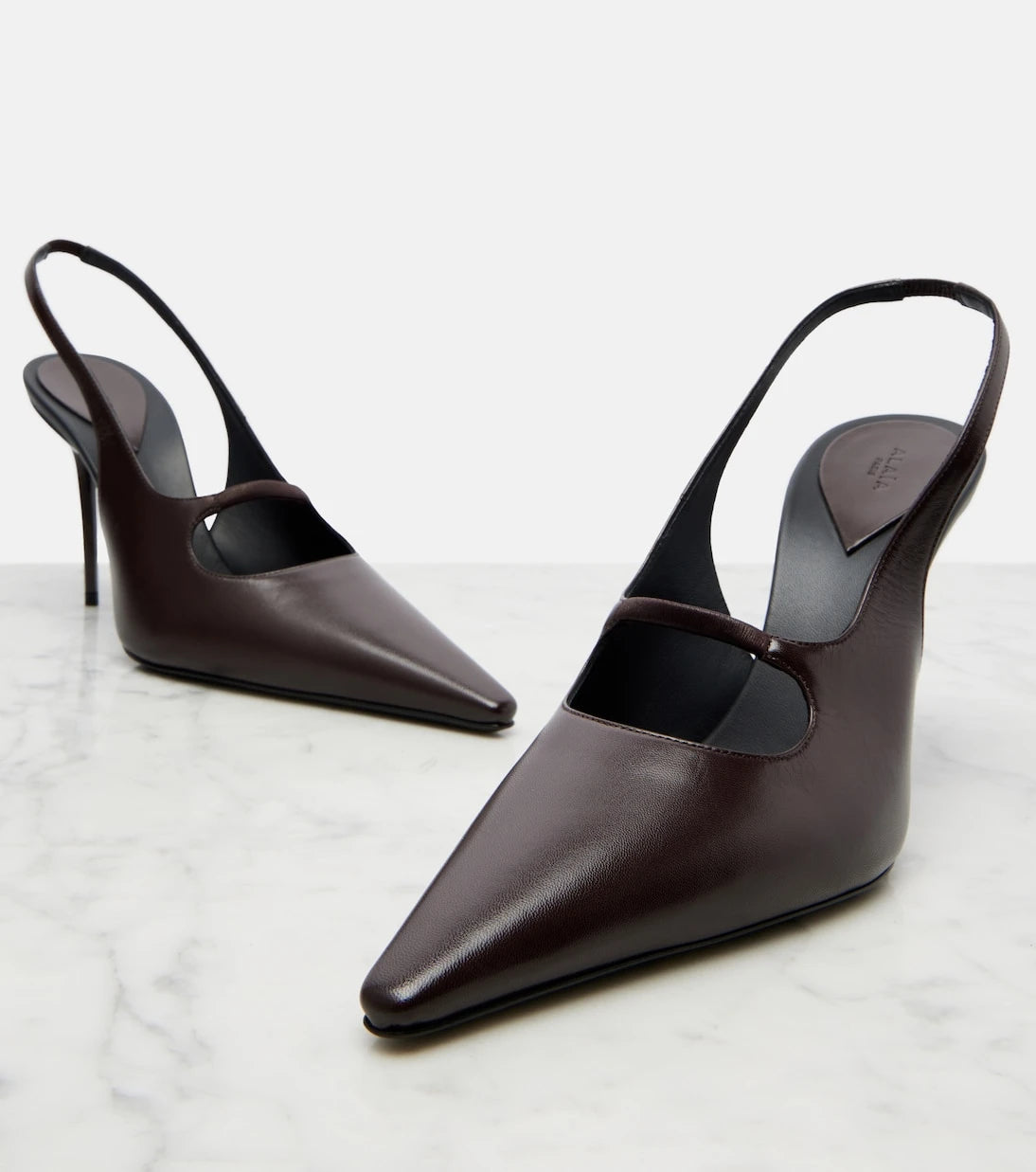 Alaïa - Drop leather slingback pumps
