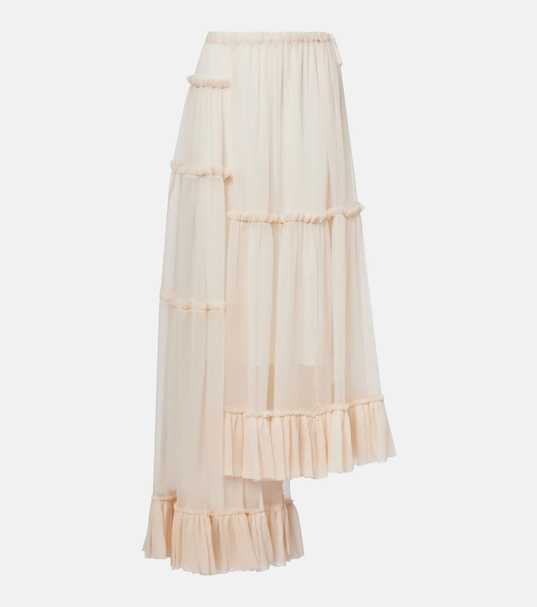Dries Van Noten - Ruffled asymmetric silk maxi skirt