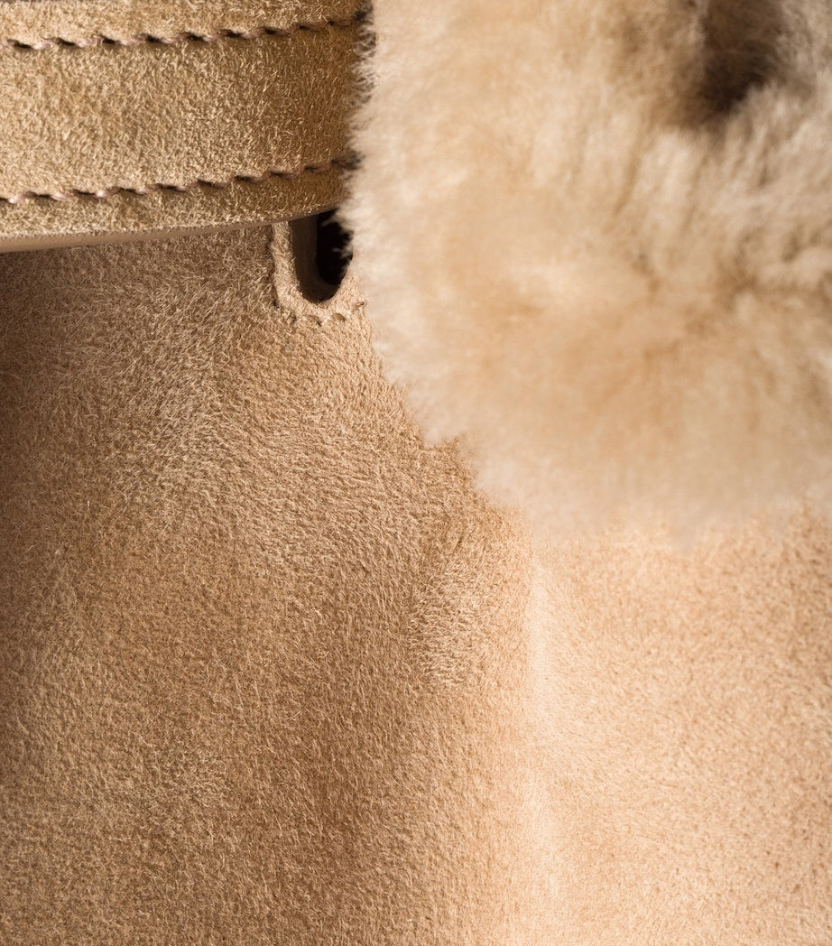 Suede-Shearling Aventure Shoulder Bag