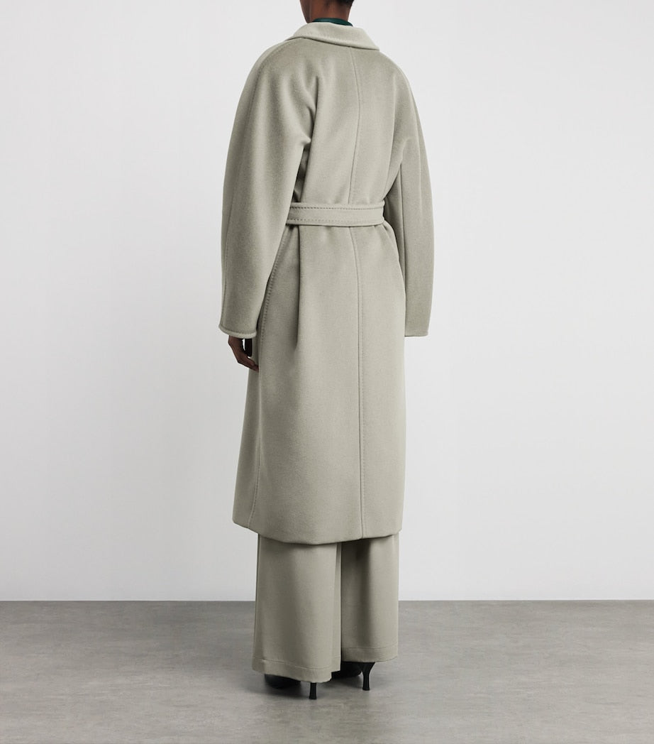 Green Wool Double-Breasted Trench Coat