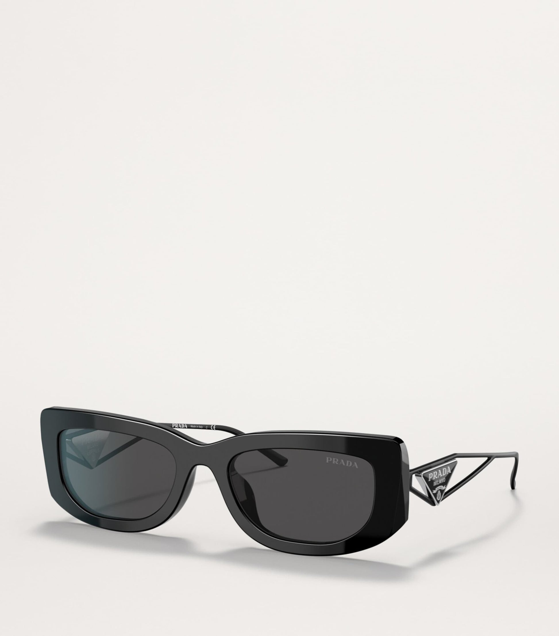 Prada Black Acetate Rectangle PR14YS Sunglasses