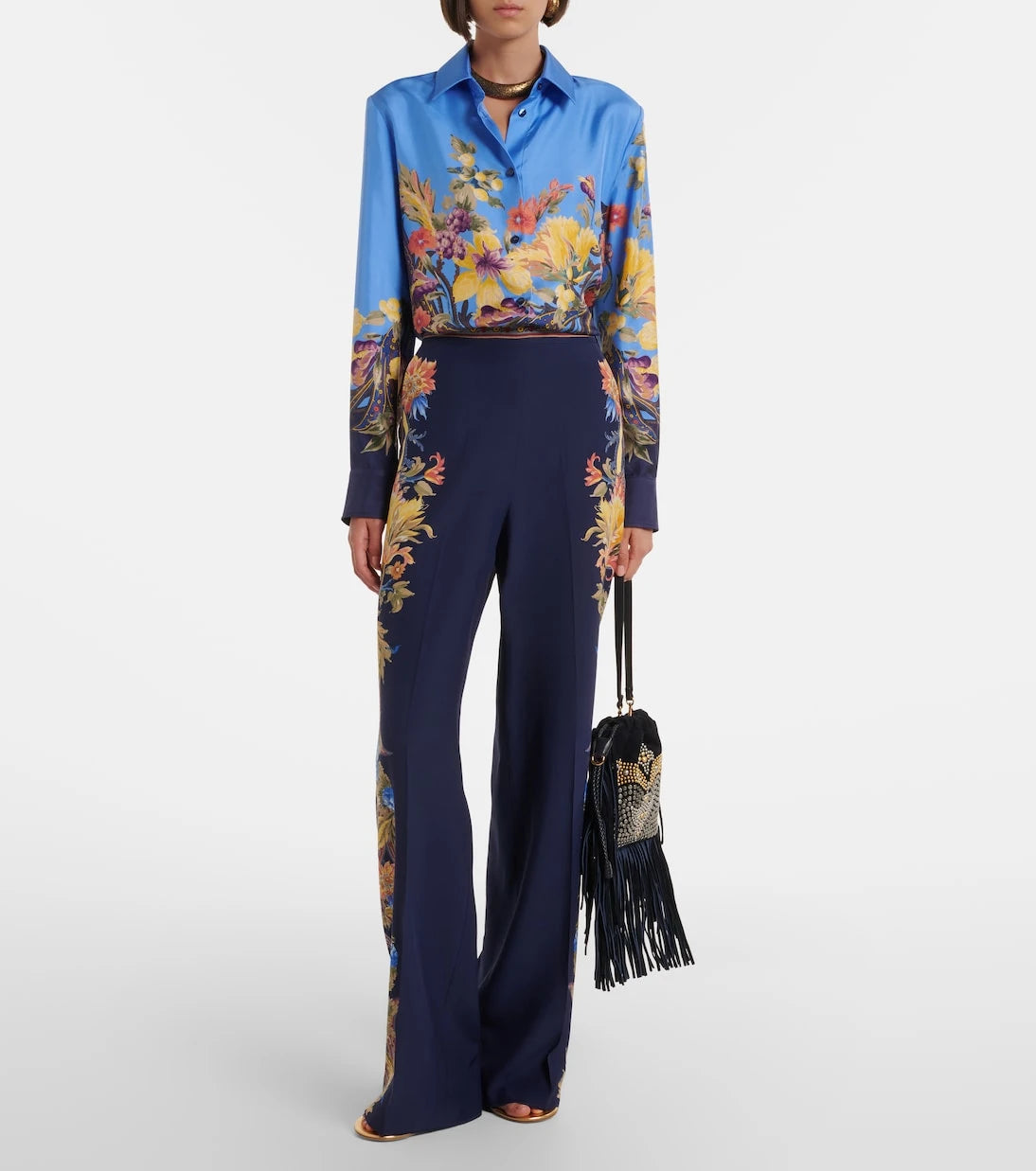 Etro - Floral silk straight pants