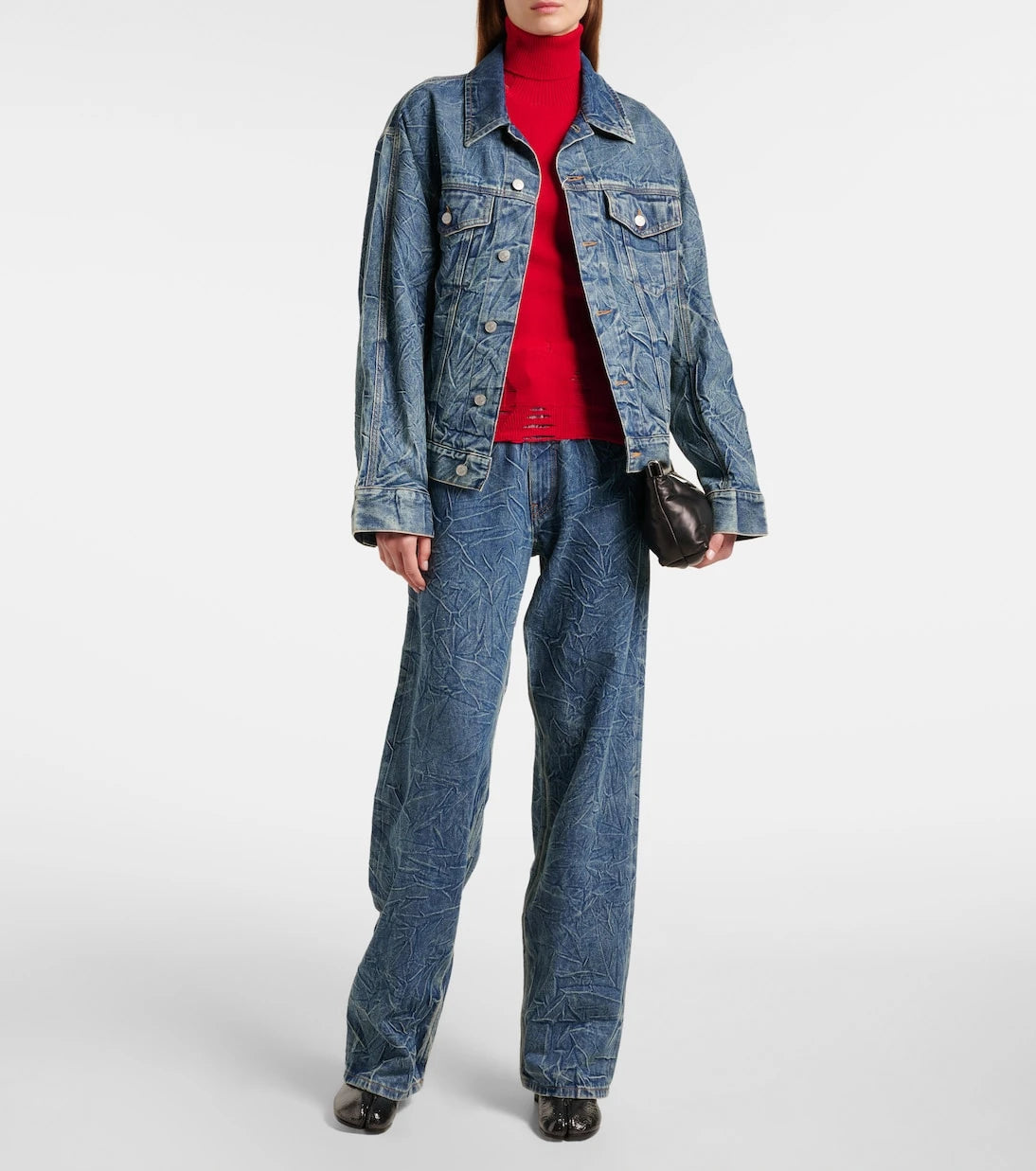 MM6 Maison Margiela - سترة بياقة عالية من مزيج الصوف الممزق