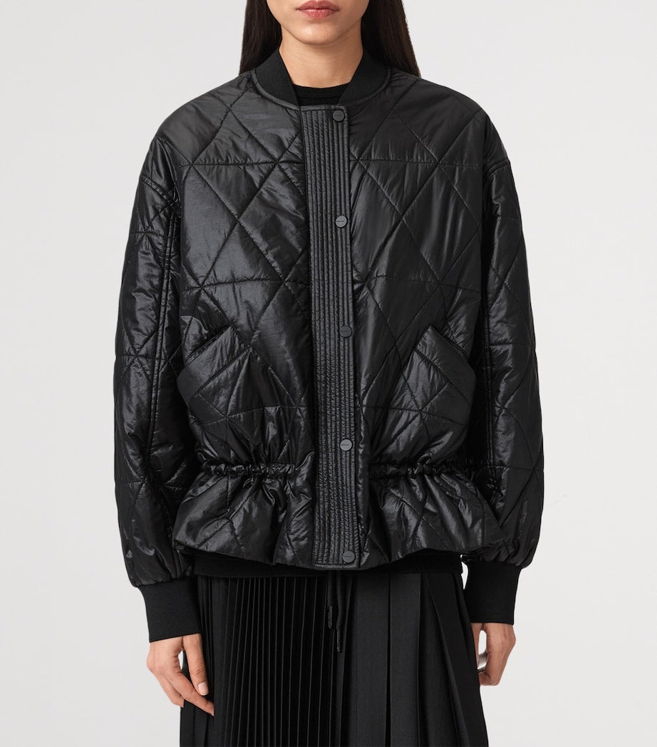 Black Quilted Alii Bomber Jacket