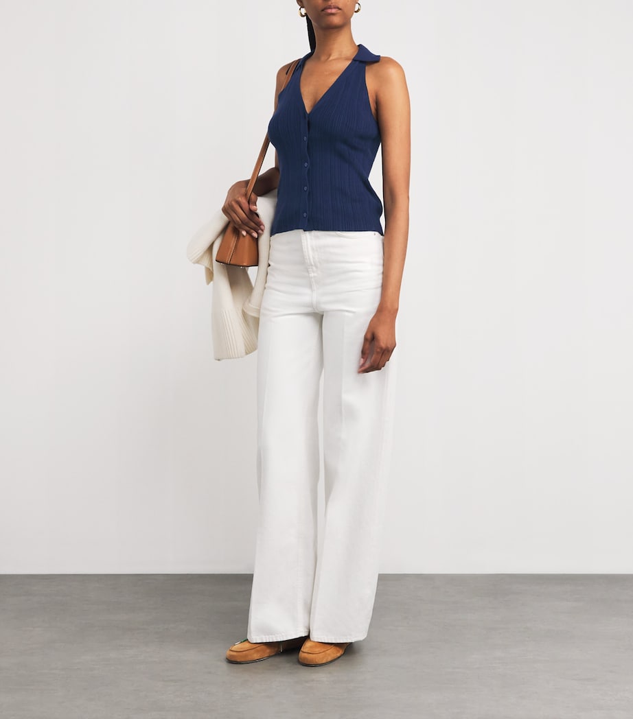 PAIGE Navy Ribbed Noellia Tank Top